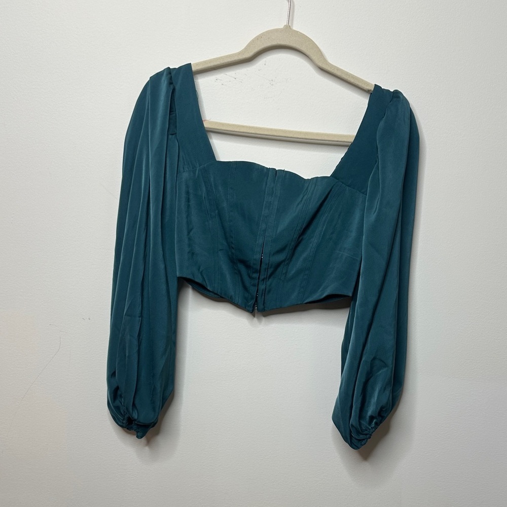 Urban Outfitters Long-Sleeve Square Neck Corset Crop Top